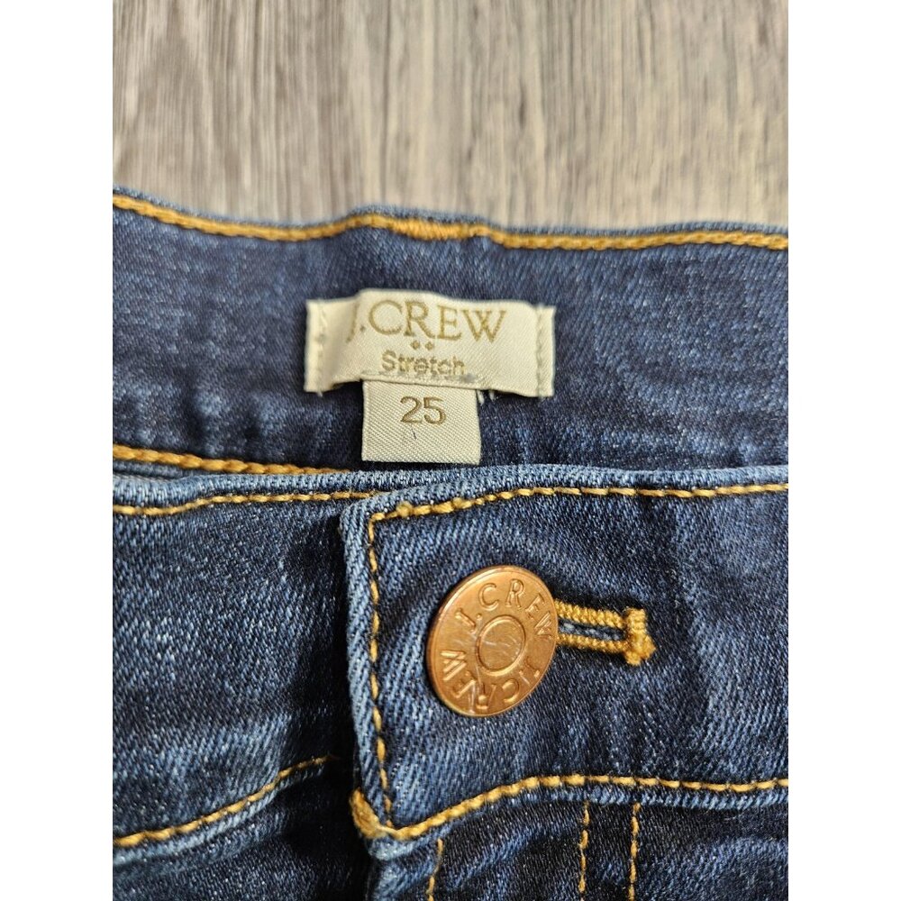 J.Crew Jeans Womens 25 Blue Dark Wash Stretch Mid Rise Skinny Denim Casual - Picture 4 of 10